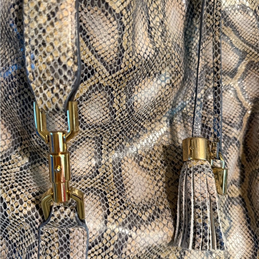 G.I.L.I Shoulder Bag GILI Hobo Bag Snakeskin Embossed Leather - Picture 3 of 9